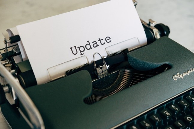 Pic of word update on typewriter